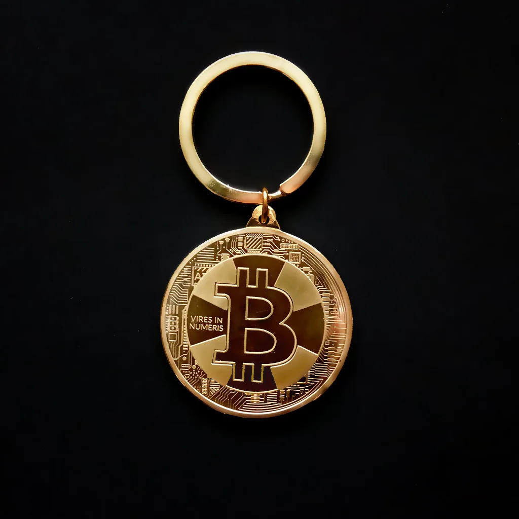 

1pc Detachable Gold Plated DIY Commemorative Coin Keychain Key Ring BTC Coin Art Collection For Bitcoin Litecoin Ether