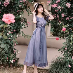 2019 новые модные женские платья, винтажное длинное шифоновое французское кружевное платье