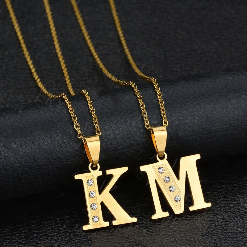 

DODOAI Initial Necklace Custom Capital Letter Pendant Necklaces with Zircon Personalized Necklace for Men Women Dropshipping
