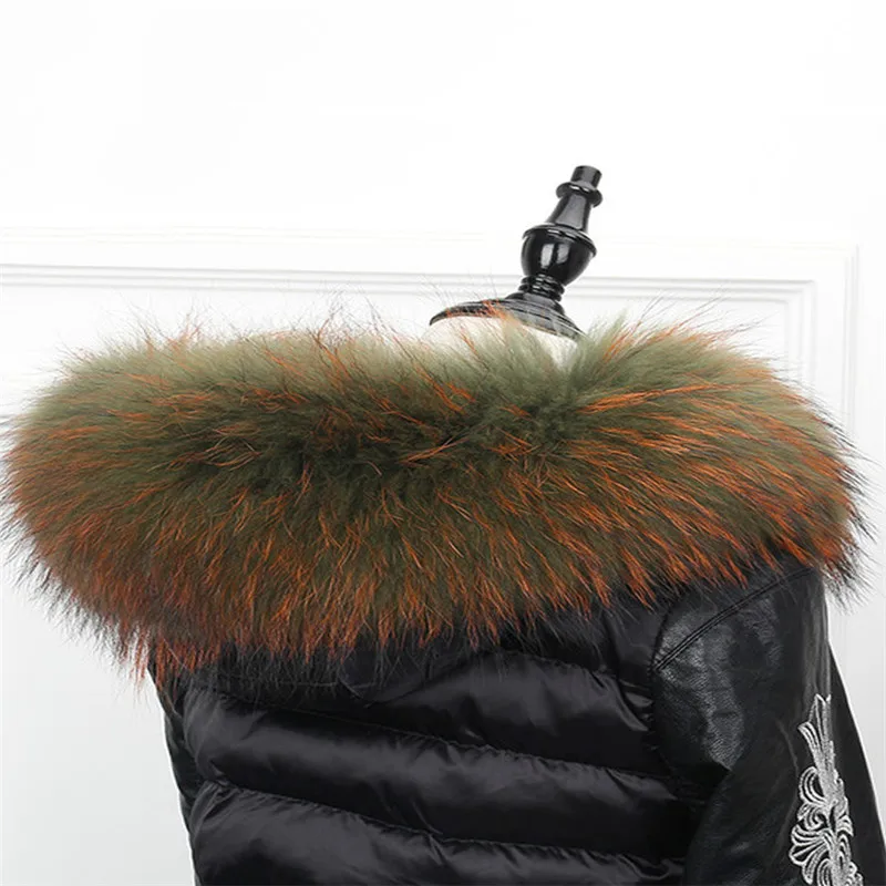 

Hot Sale 75cm 2018 Winter 100% Real Raccoon Dyeing Fur Collar & Womens Scarfs Fashion Coat Sweater Scarves Oversized Neck Cap