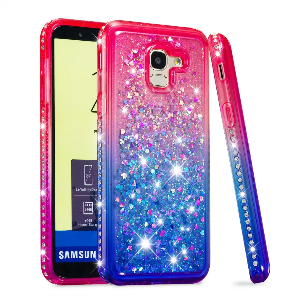 Для Samsung Galaxy A7 A750 A6 Plus ТПУ с песчаным декором чехол градиентный Алмазный Блестящий ТПУ чехол для Galaxy J6 Plus J4 Plus