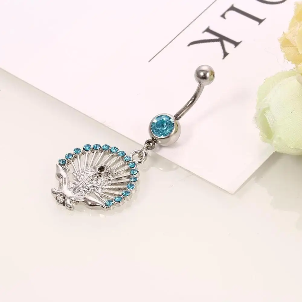 LNRRABC Модные Серьги Бары пупка и присинг для тела Crystal Bell Подсолнух с кристаллами, ювелирное изделие для тела Пирсинг пупка кольца по оптовой цене - Окраска металла: 19