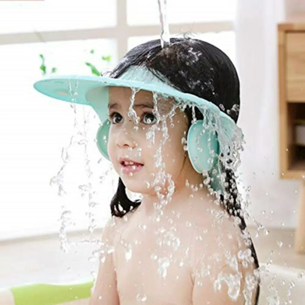 

Baby Bathroom Safety Visor Cap Child Shower Cap Adjustable Soft Protect Bathroom Accessories