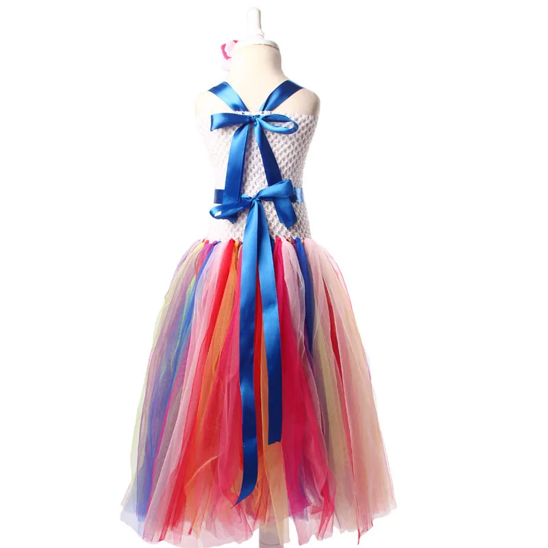 Rainbow Flower Girl Tutu Dress with Removeable Sash Satin Singed Flower for Colorful themed Weddings Halloween Party Costume (12)