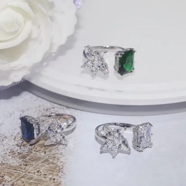 

Designer Fashion 925 Sterling Silver Jewelry 3A Cubic Zirconia Party Adjustable Ring