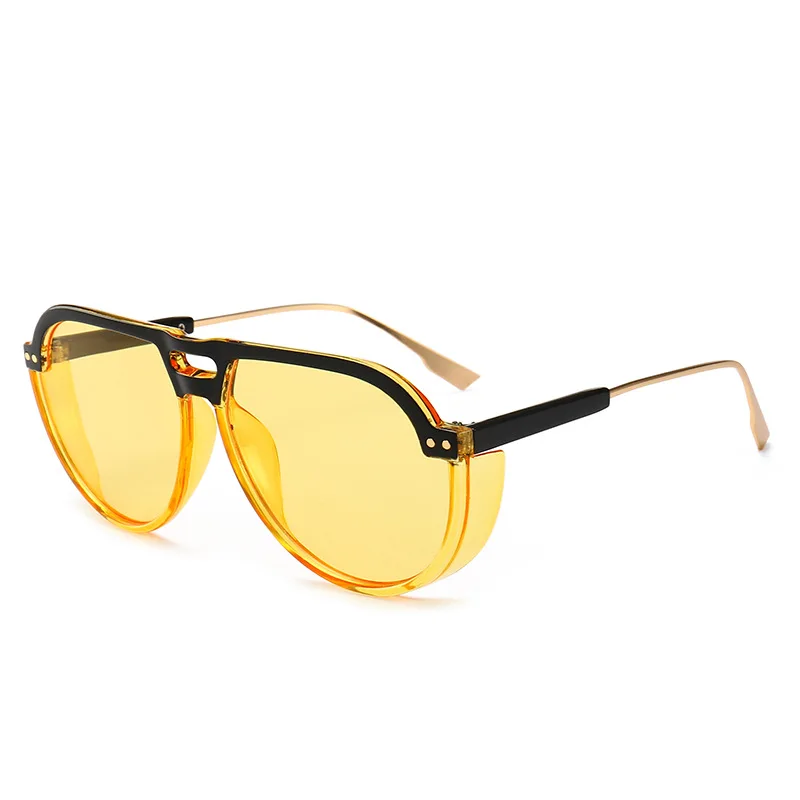 Модные Ретро Круглые Солнцезащитные очки, женские солнцезащитные очки с линзами, сплав, стиль панк, женские очки, оправа, очки для водителя, автомобильные аксессуары - Название цвета: yellow