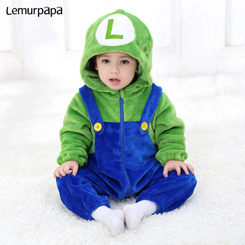 Костюм Mario Luigi для маленьких мальчиков и девочек милый мягкий комбинезон зимний