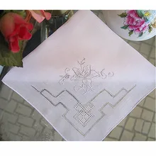 Белый ручной работы платок хлопок Винтаж мягкий толстый каблук женские занавес ванной вышитые платки с цветочным узором 28 см с рисунком розы для mocket