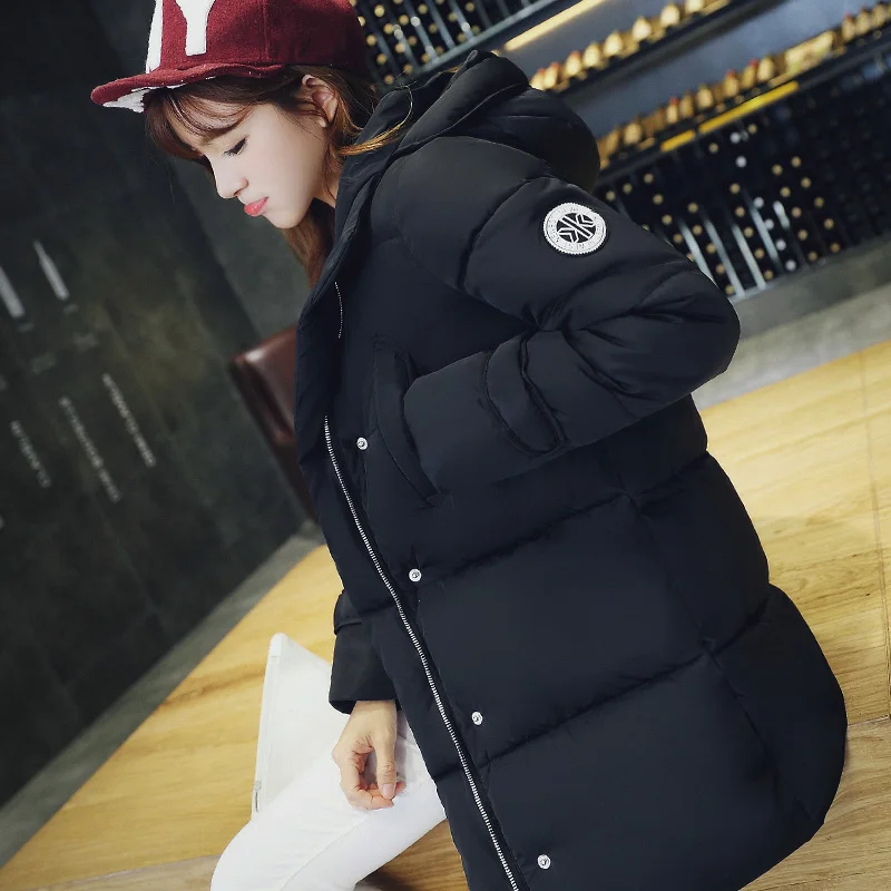 

2017 Autumn Winter new design down cotton female medium-long slim fashion Jacket lady wear warm snow casual Coat Cheap wholesale