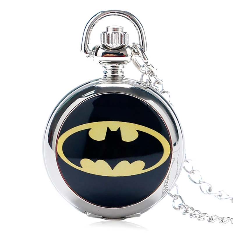 Бэтмен кварцевые карманные часы ретро подарки для детей Для мальчиков DC Comics карманные часы Для мужчин Reloj De Bolsillo с Цепочки и ожерелья