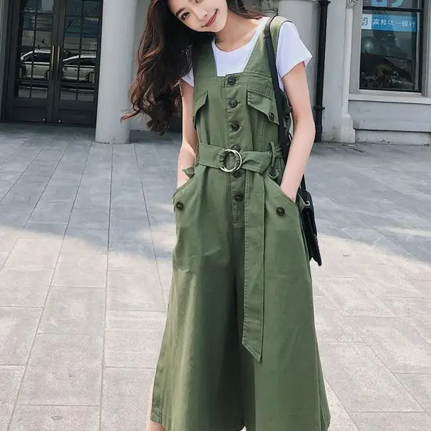 new fashion Spring Autumn Women Vintage Rompers Loose Strap Pocket Casual Jumpsuits | Женская одежда