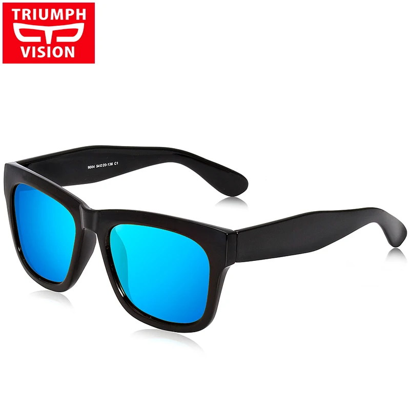 TRIUMPH VISION прочные дужки поляризованные черные солнцезащитные очки для мужчин квадратные оттенки мужские UV400 Polaroid Солнцезащитные очки зеркальные Серебристые синие - Цвет линз: 012P