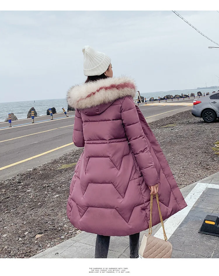 Парка женская chaqueta feminino большой воротник пуховик средней длины до колена куртка и Толстая куртка 922