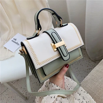 

Contrast Color PU Leather Female Shoulder Messenger Bag 2019 Luxury Handbags Women Bags Designer Clutch Women's Bags Handbag