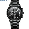 CRRJU-reloj analógico de acero inoxidable para hombre, accesorio de pulsera resistente al agua con cronógrafo, complemento masculino de marca de lujo con diseño moderno disponible en color negro ► Foto 2/6