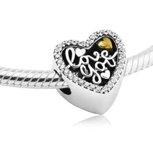 Подходит для браслетов Pandora Love Script Charms с 14 K позолоченными бусинами из стерлингового серебра пробы