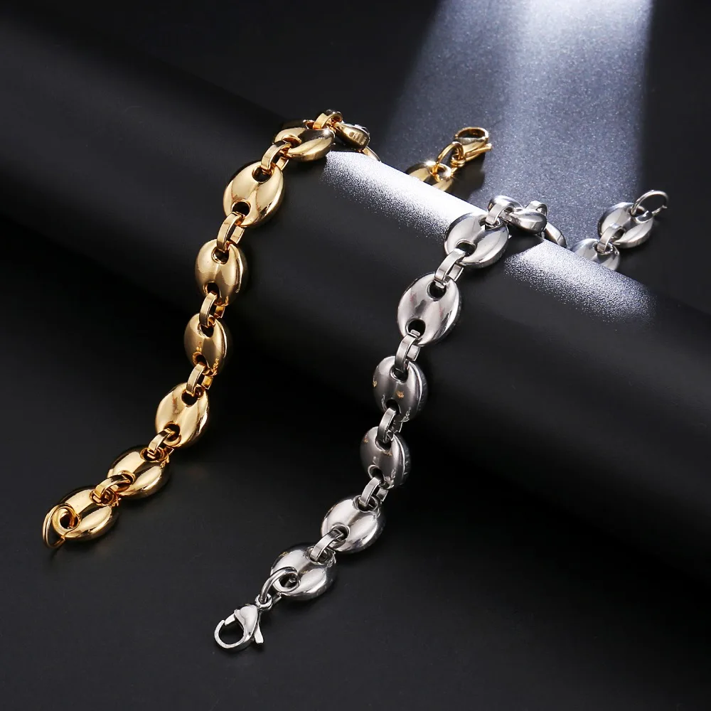 US7 цепочка для кофейных зерен 7 мм 9 мм Ожерелье для мужчин из нержавеющей стали звено веревки цепь ожерелье s Мода хип-хоп мужские ювелирные изделия