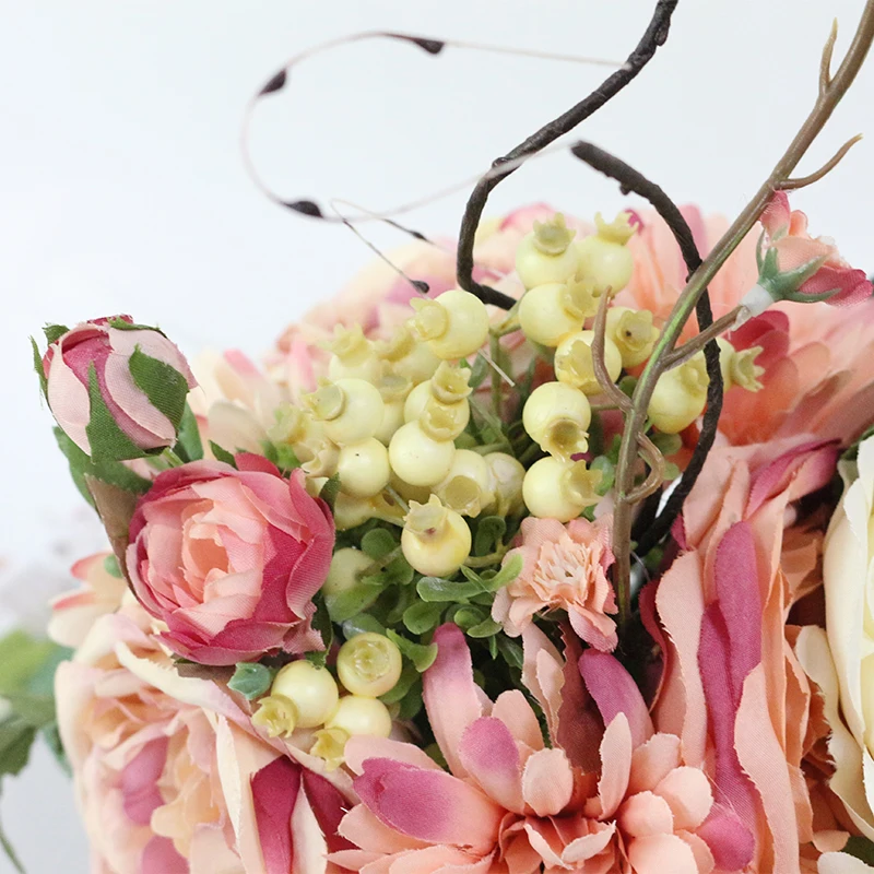Artificial Wedding Bouquets for Brides New design Bruidsboeket Flors Silk Flowers Bouquets with Berry for Wedding Decoration (16)