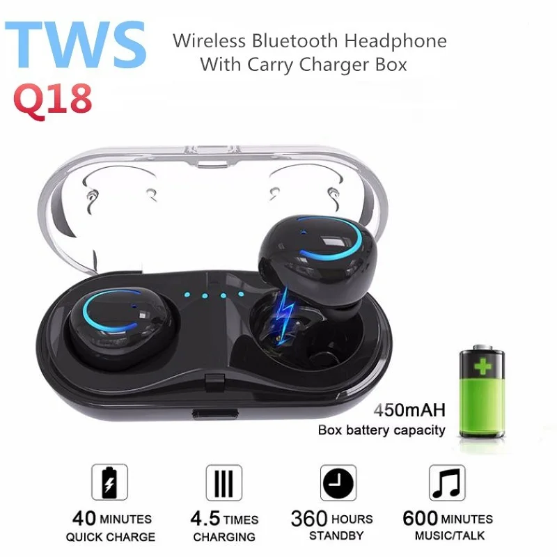 

TEAMYO Q18 Invisible TWS Bluetooth Earphone Wireless Headset Noise Canceling Bluetooth 5.0 Wireless Headphones for Mobile Phone