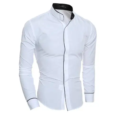 Dropshippingбрендовая модная мужская рубашка с длинными рукавами, топы высокого качества с 3D рисунком, мужские рубашки, облегающие мужские рубашки - Цвет: White