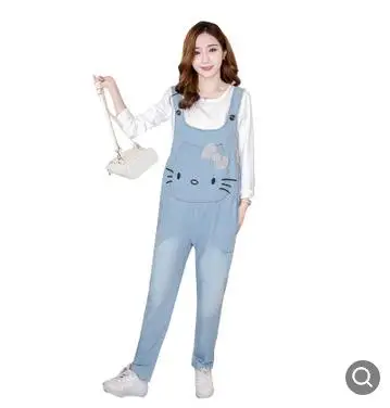 Denim Embroidery Loose Maternity Overalls 2019 Spring Autumn Maternity New Fashion Pregnancy Clothes for Pregnant Women QL7571