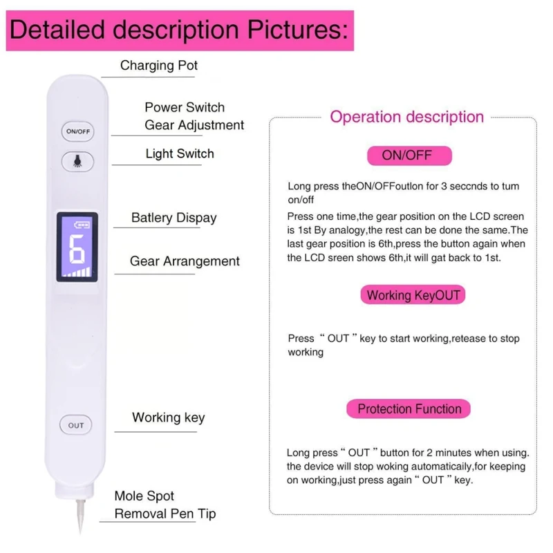 

new multi-functional laser plasma pen wrinkle removal skin mole removal machine spot pigment mole pen Hot selling