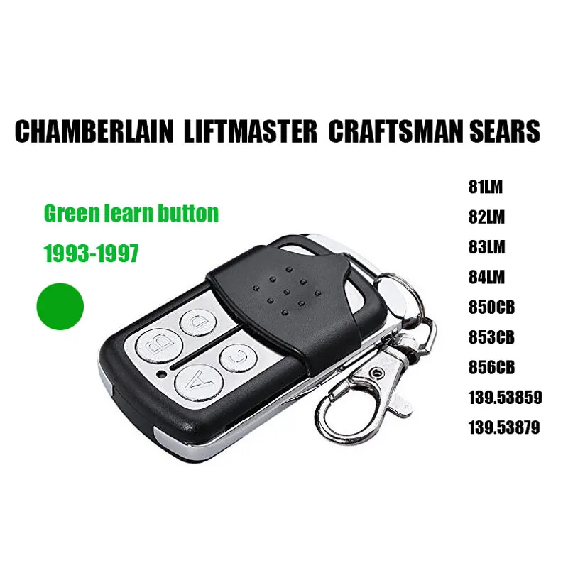 

Aftermaket Chamberlain LiftMaster 81LM 84LM Garage Door compatible radio control Green smart learn button