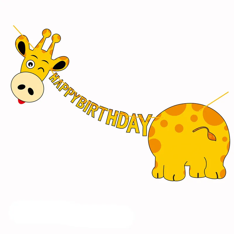 Lindo Feliz cumpleaños Banner Animal dinosaurio jirafa vaca cerdo Banner Garland globo para niños niñas niños cumpleaños fiesta Decoración