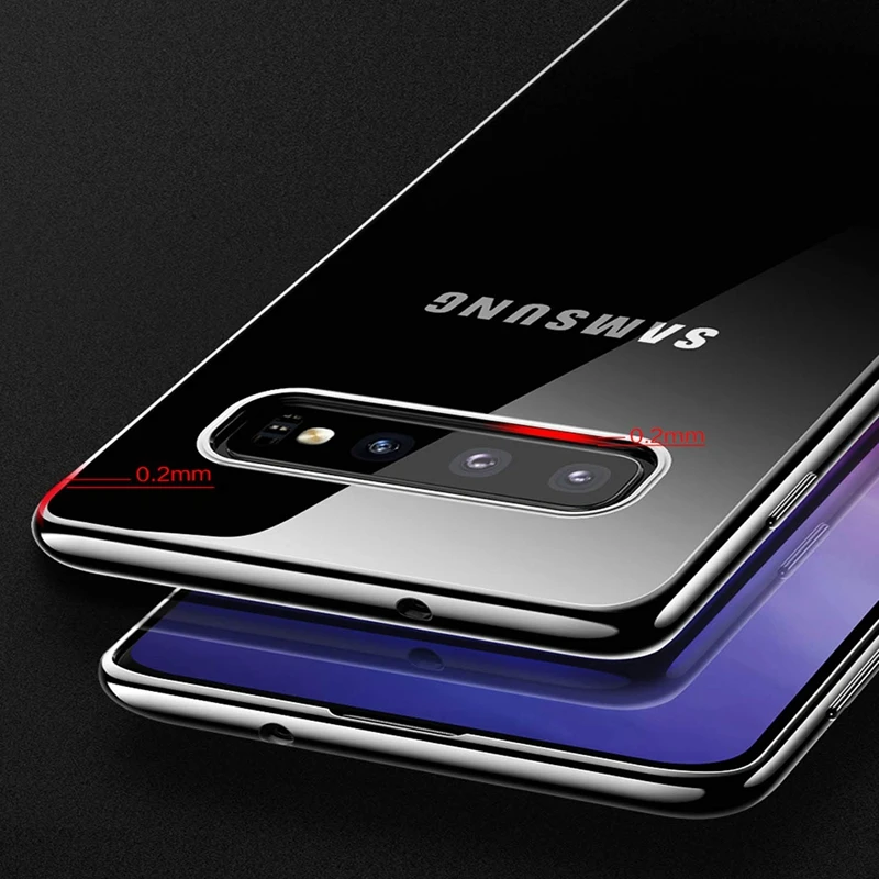 200 шт. 3 в 1 Eletroplate Прозрачный чехол для samsung Galaxy S10 5G E S9 S8 Plus Note 10 10+ 9 8 Мягкий ТПУ тонкий противоударный чехол