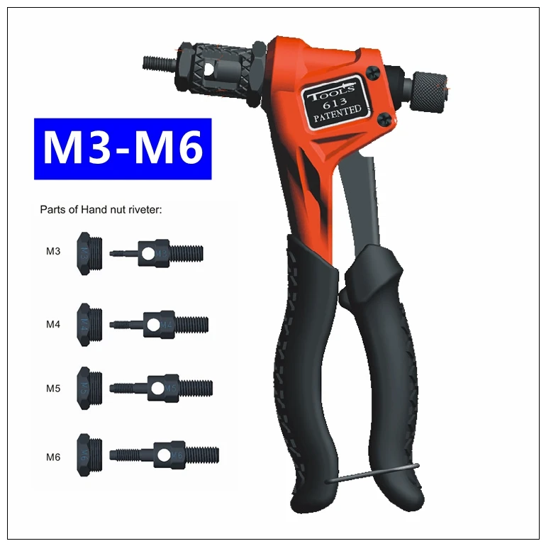 

MXITA Riveter Gun M3 M4 M5 M6 Blind Rivet Nut Gun 8" Heavy Hand INSER NUT Tool Manual Mandrels one-hand operation BT-613