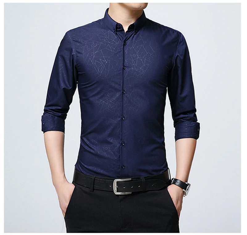 New Arrival Men Shirt Long Sleeve Button Down Printed Dress Shirts Cotton Casual Slim Fit Male Social Shirt Chemise Homme (18)