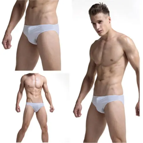 

Solid Swimming Pants Men's Thongs G-string Ice Thin Smooth Underwear Briefs Bikinis Underpants