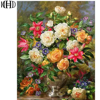 

MHD 3D DIY Completed Diamond Embroidery Icons Painting Flowers Diamond Painting Cross Stitch Kit Flower Rhinestone Painting Art