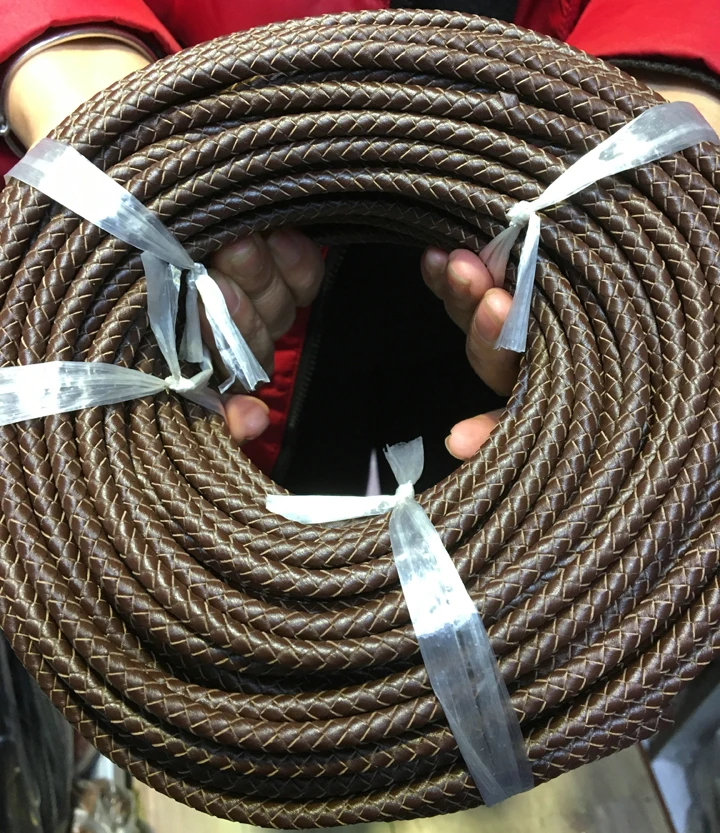 Плетеный кожаный плетеный шнур из натуральной кожи с круглым носом, популярный полосы для Цепочки и ожерелья Браслет коричневого цвета, для детей 3, 4, 5, 6 мм