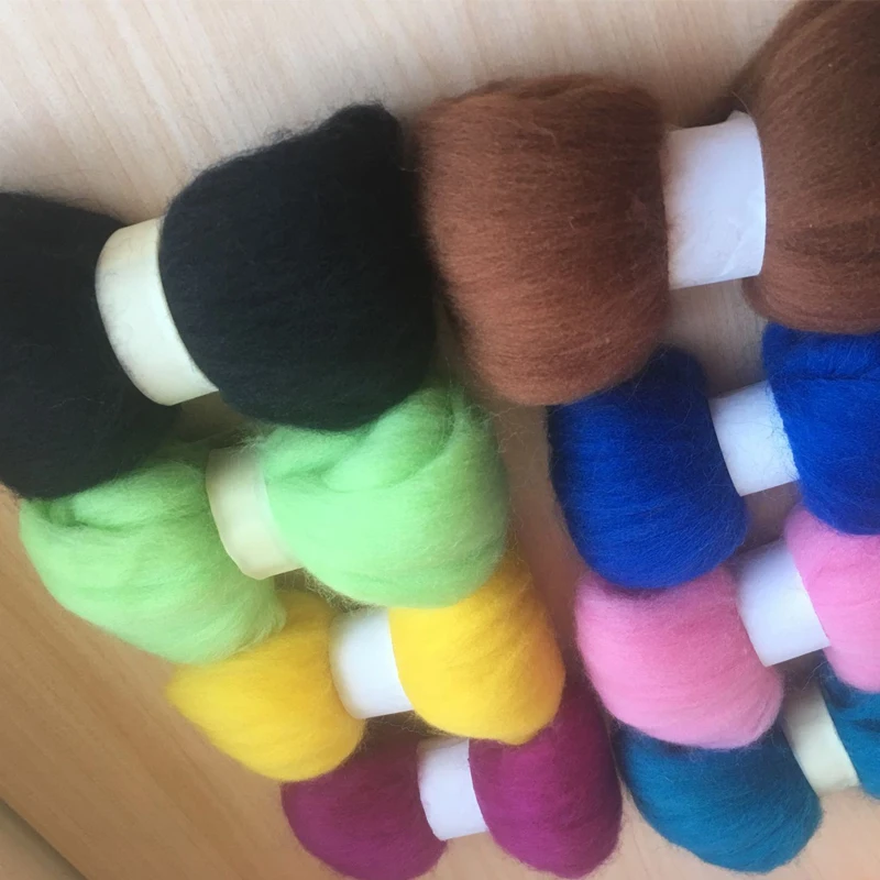 WFPFBEC needle felting wool 66S wool felt 10g/8pcs/lot 80g+gift