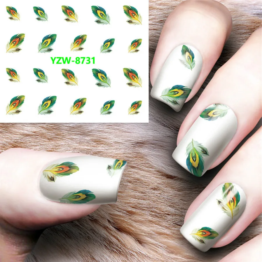 1 шт. 9 видов конструкций набор наклеек для ногтей черные перья граффити губы печать наклейка в виде перьев переводная вода слайдер для ногтей художественный Декор YZW8731