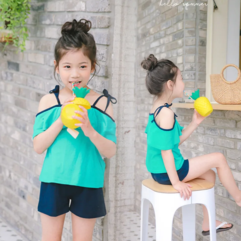 Новинка 2017 года летний детский комплект с топом на бретелях одежда для маленьких