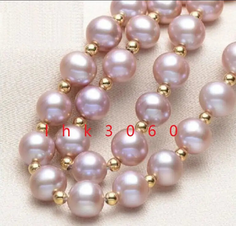 

CHARMING 18" 9-10MM NATURAL SOUTH SEA PURPLE PEARL NECKLACE 925silver /20 YELLOW GOLD@