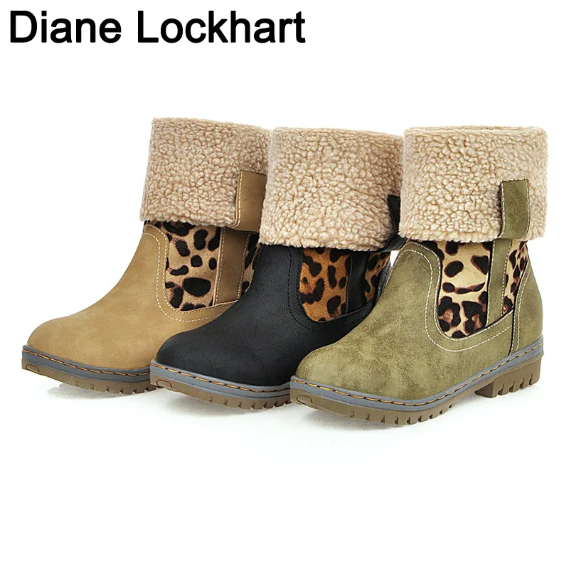 

Leopard Large size new Plus velvet Europe America Keep warm sports Winter women's Snow boots Ladies woman shoes botines mujer