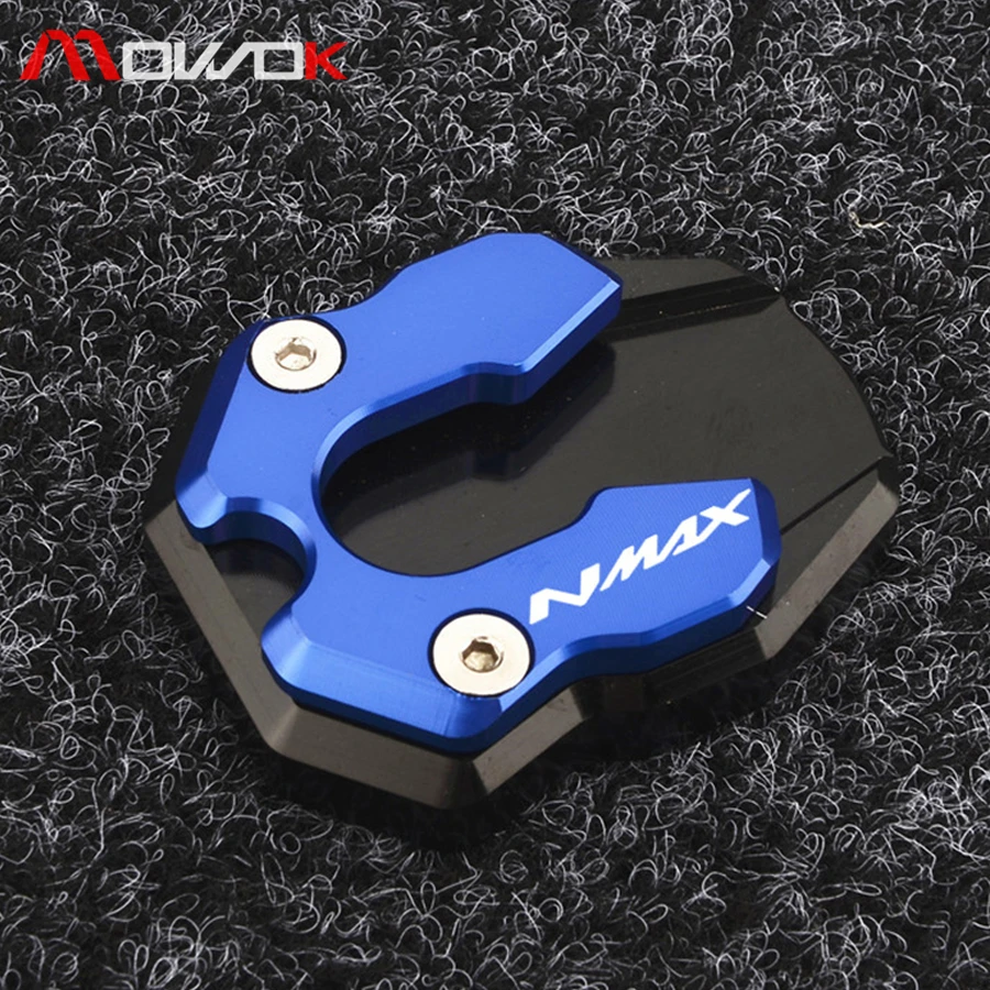 CNC Flat Kickstand Foot Side Stand Extension Pad for Yamaha Nmax155 Black