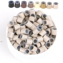 Free Shipping 500pcs/bag 3.4mm Euro Copper Tubes Links Silicone Micro Beads Rings for I-tip and Micro Ring Hair Extensions