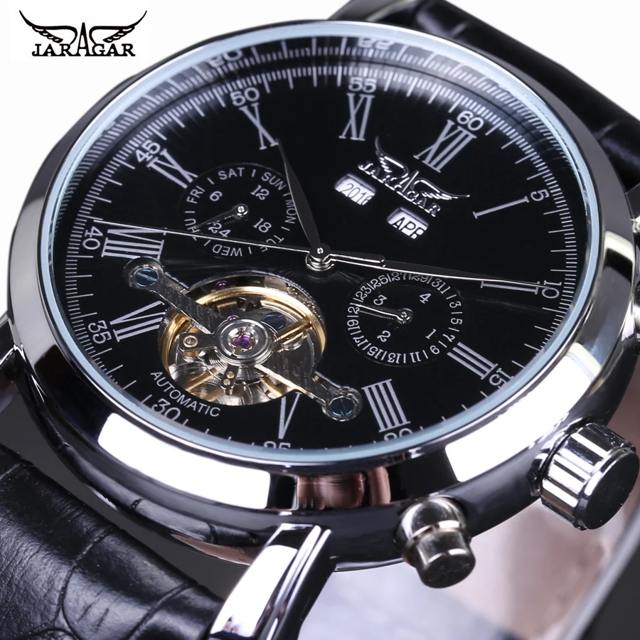 Montre Homme Luxury Brand Jaragar Watch Men Tourbillon Automatic Mechanical Watches Multifunction Men Watch Leather Strap Montre Homme Luxury Brand Jaragar Watch Men Tourbillon Automatic Mechanical Watches Multifunction Men Watch Leather Strap