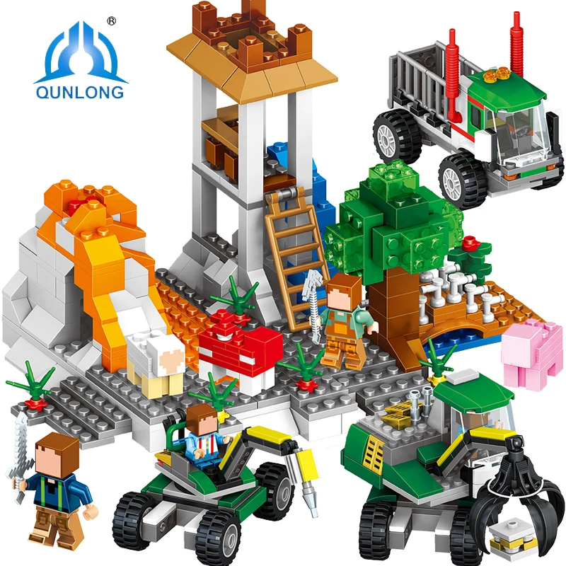 Qunlong Toys Mine World 649pcs Minecrafted Figures Building Blocks Compatible Legoe Minecraft City Enlighten Bricks For Children baby-brick : image Qunlong Toys Mine World 649pcs Minecrafted Figures Building Blocks Compatible Legoe Minecraft City Enlighten Bricks For Children baby-brick