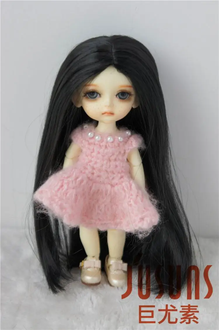 JD016 1/12 1/8 BJD кукольные Парики Мода пробор линия длинный кудрявый парик Размер 3-4 дюйма 4-5 дюймов 5-6 дюймов синтетический мохер кукольные парики - Цвет: 5-6inch Black SM1