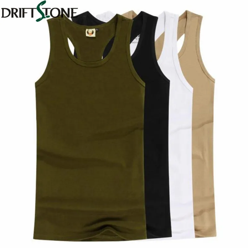 

100% Cotton Men Tank Tops Summer Male Underwear Sleeveless Vest Breathable Flexible Casual Vest Field Lived Brand Army Green