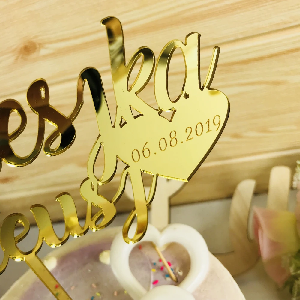 Personalized wedding cake topper,Custom Bride & Groom names with date cake topper,Mr and Mrs Wedding cake topper Decor Supplies (3)