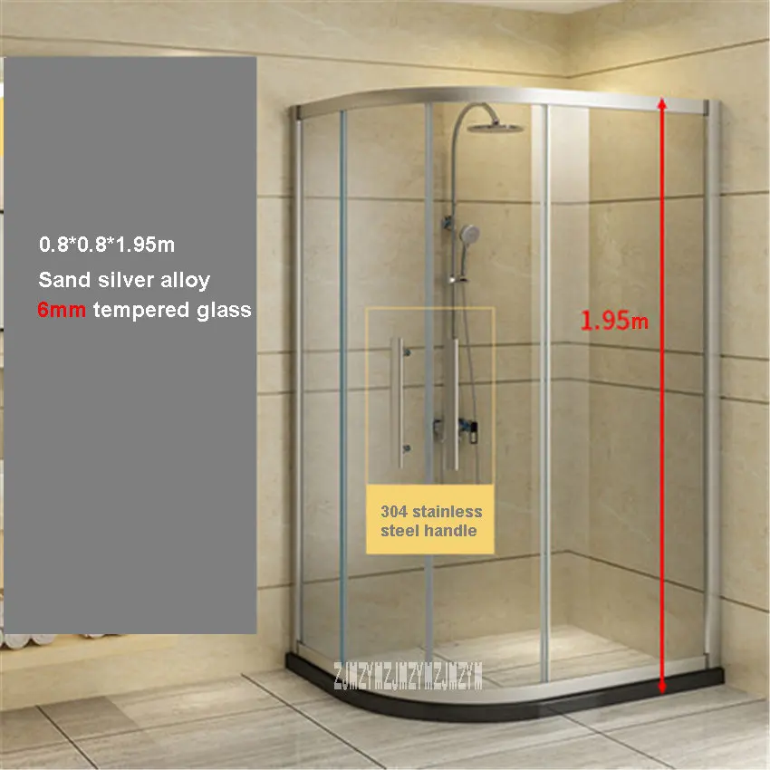 Высококачественные бытовые душевые кабины для ванной комнаты из алюминиевого сплава простые душевые кабины 6 мм душевая комната из закаленного стекла - Цвет: 80x80cm Silver