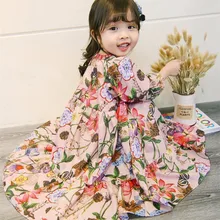 Богемные Милые Пляжные праздничные Платья с цветочным рисунком для девочек модное платье с пышными рукавами для девочек, Повседневные детские платья до щиколотки для девочек