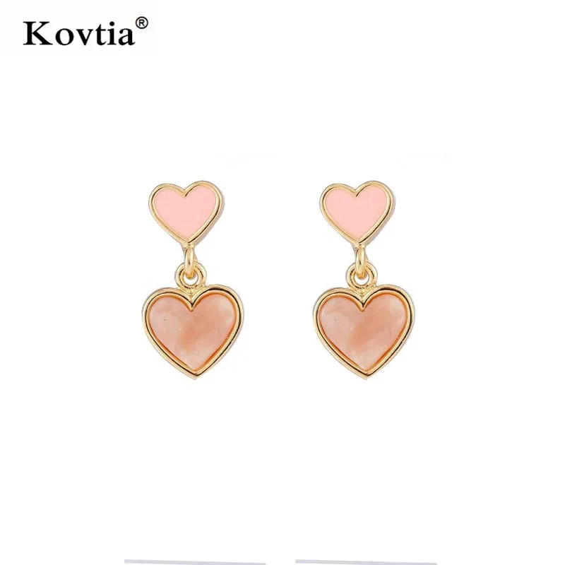 Kovtia 2018 новый дизайн милые девушки ювелирные серьги без пирсинг розовый кулон