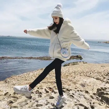 

2018 fashion trend winter new imitation rabbit fur coat female loose warm plush coat Faux Fur Coat Trench Coat For Women Mink